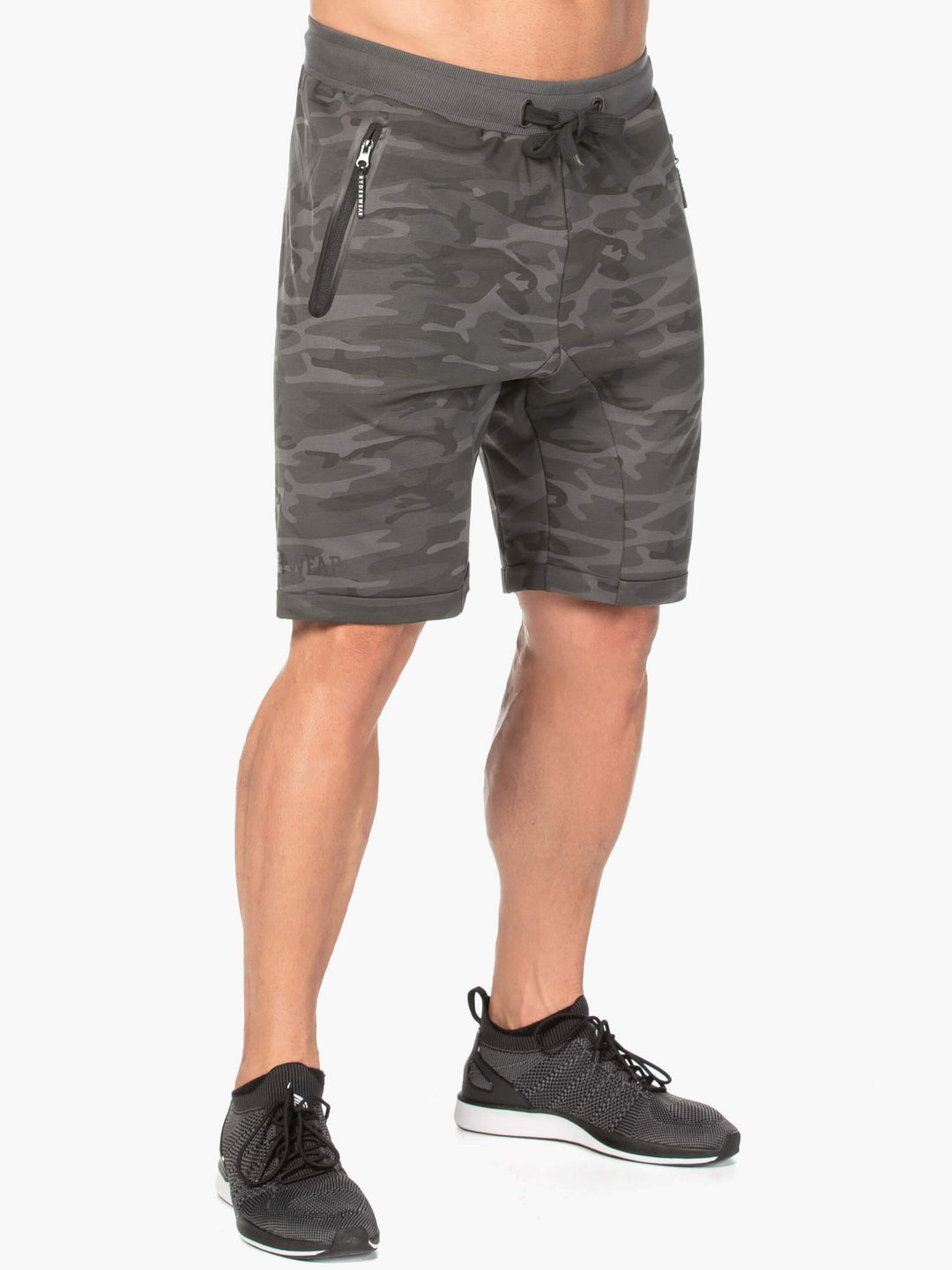 Camo Fleece Track Short - Black Camo Clothing Ryderwear 