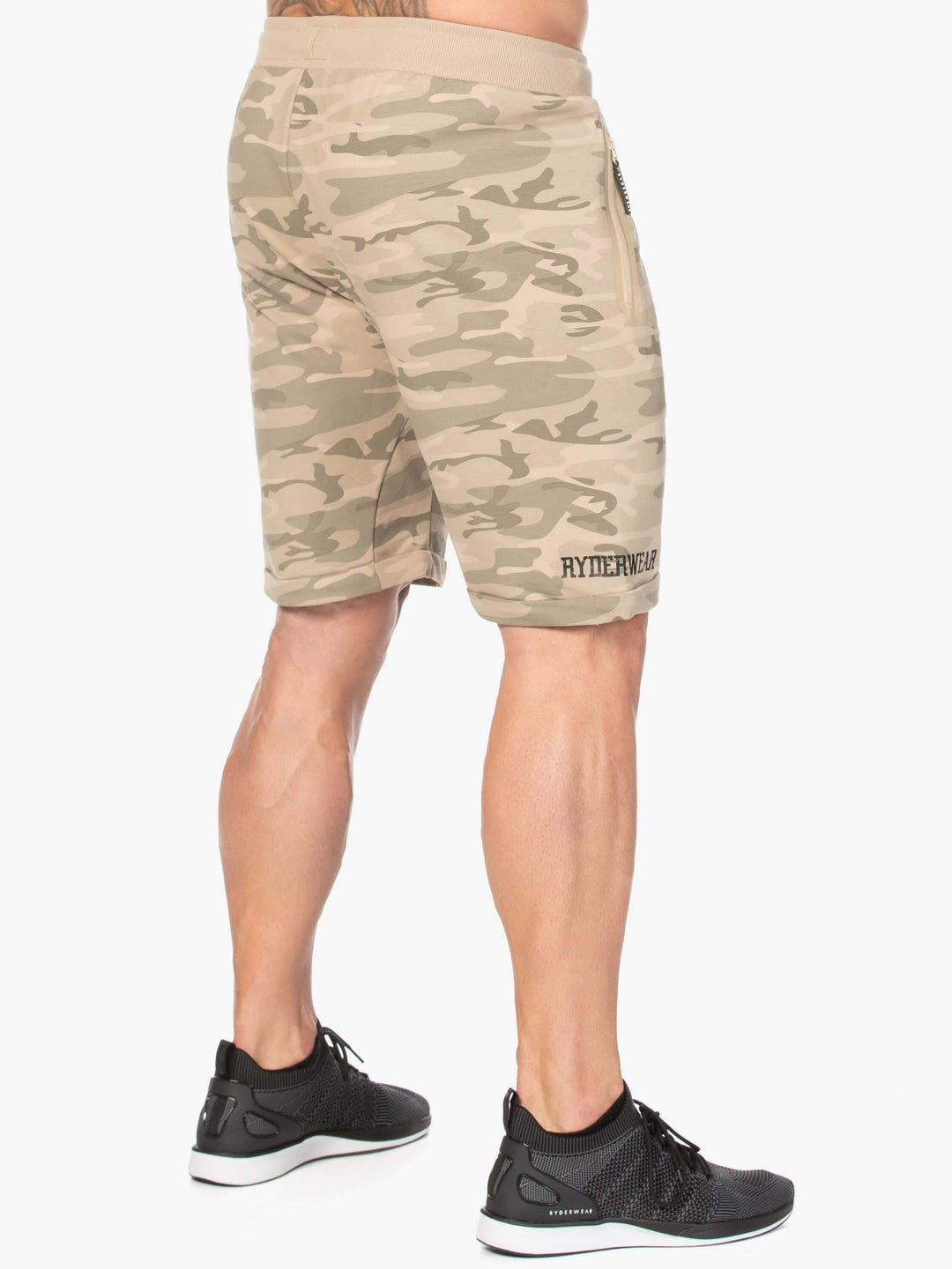 Camo Fleece Track Short - Tan Camo Clothing Ryderwear 