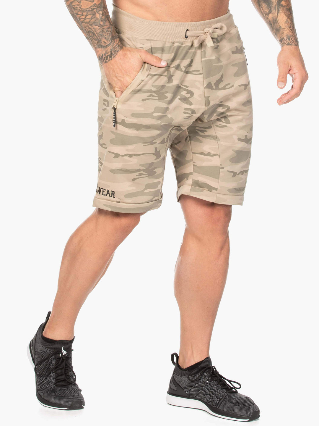 Camo Fleece Track Short - Tan Camo Clothing Ryderwear 