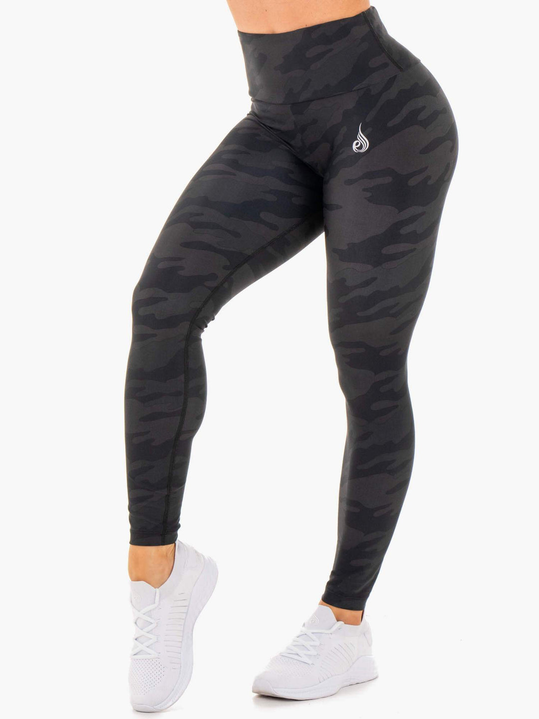 Camo High Waisted Leggings - Black Camo Clothing Ryderwear 