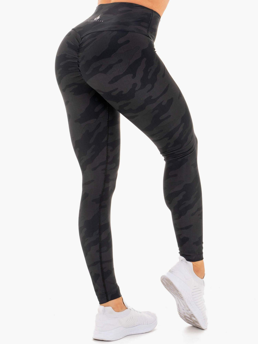 Camo High Waisted Leggings - Black Camo Clothing Ryderwear 