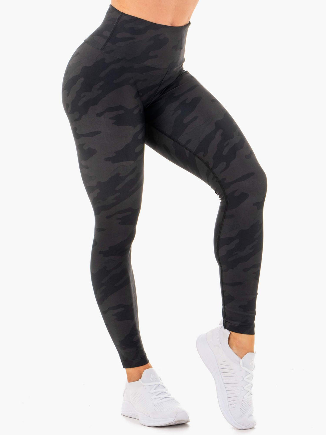 Camo High Waisted Leggings - Black Camo Clothing Ryderwear 