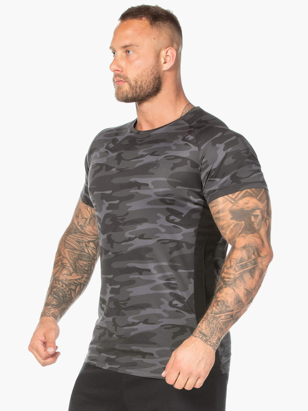 Camo Mesh T-Shirt - Black Camo Clothing Ryderwear 