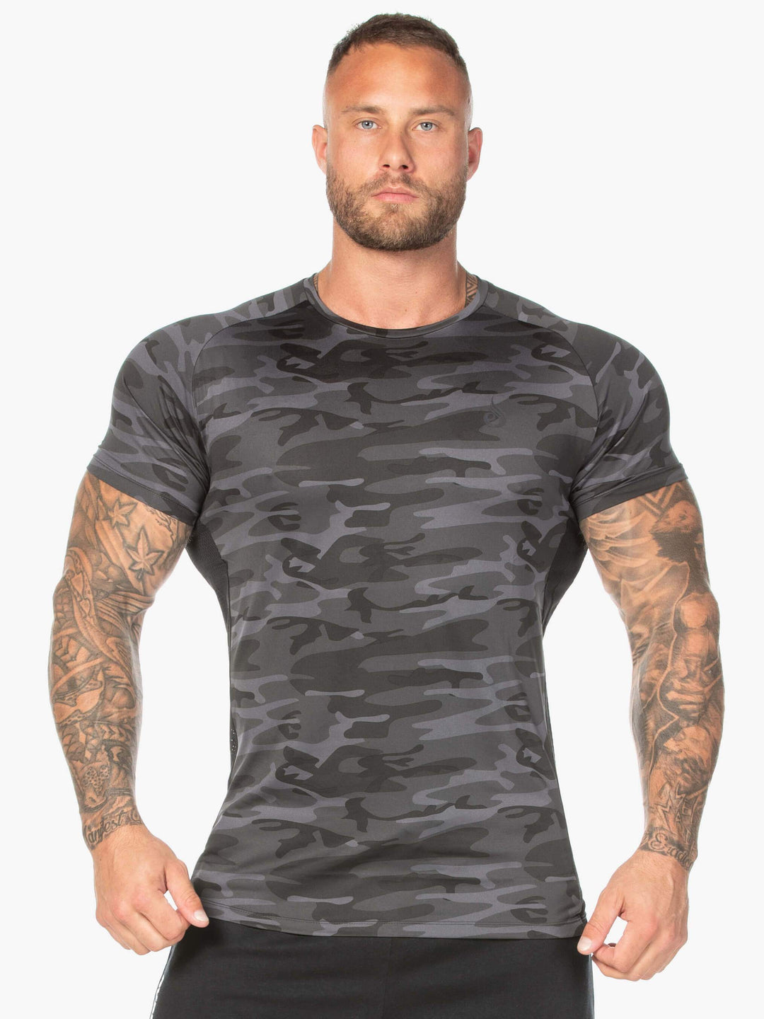 Camo Mesh T-Shirt - Black Camo Clothing Ryderwear 