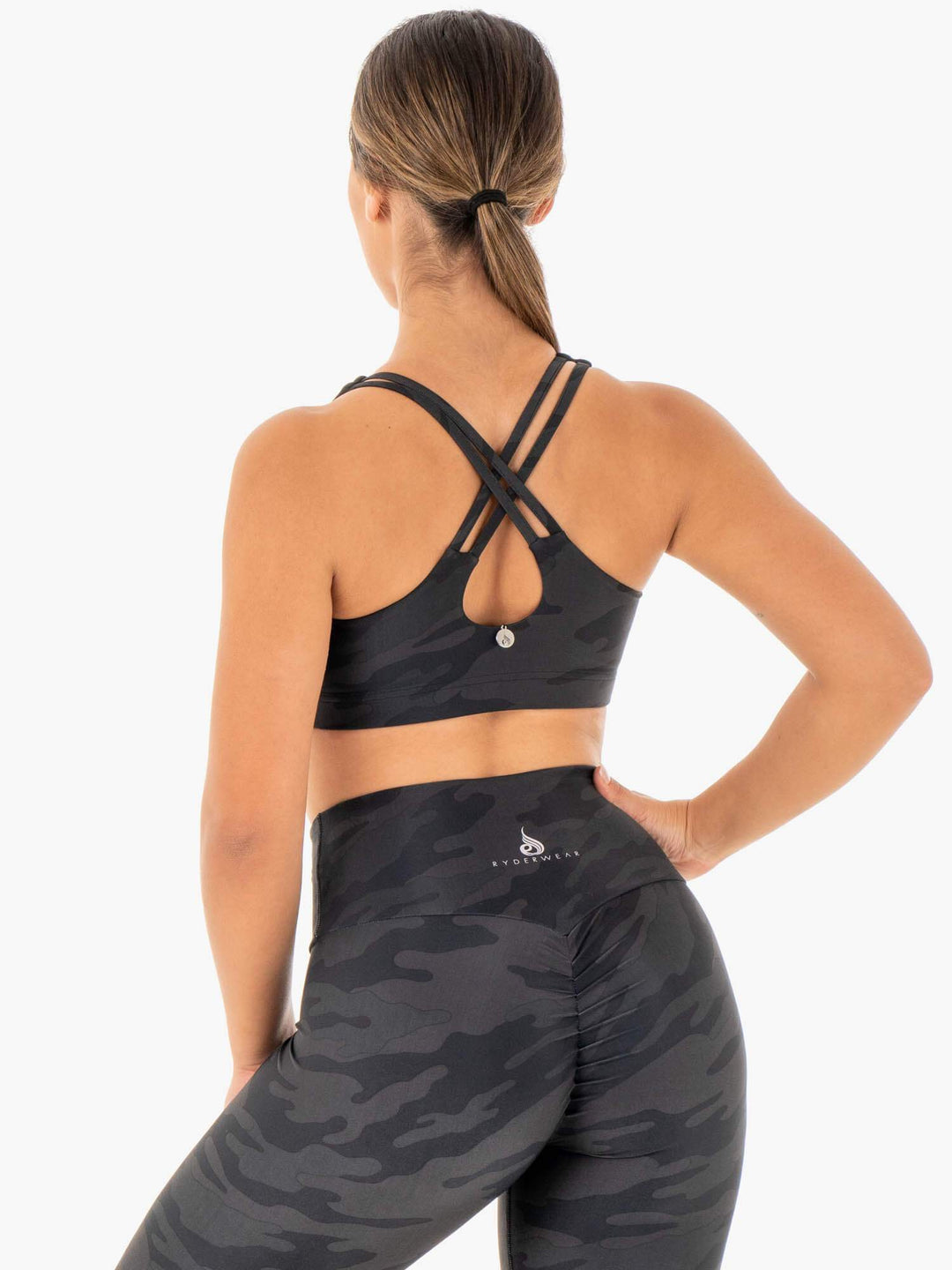 Camo Sports Bra - Black Camo Clothing Ryderwear 