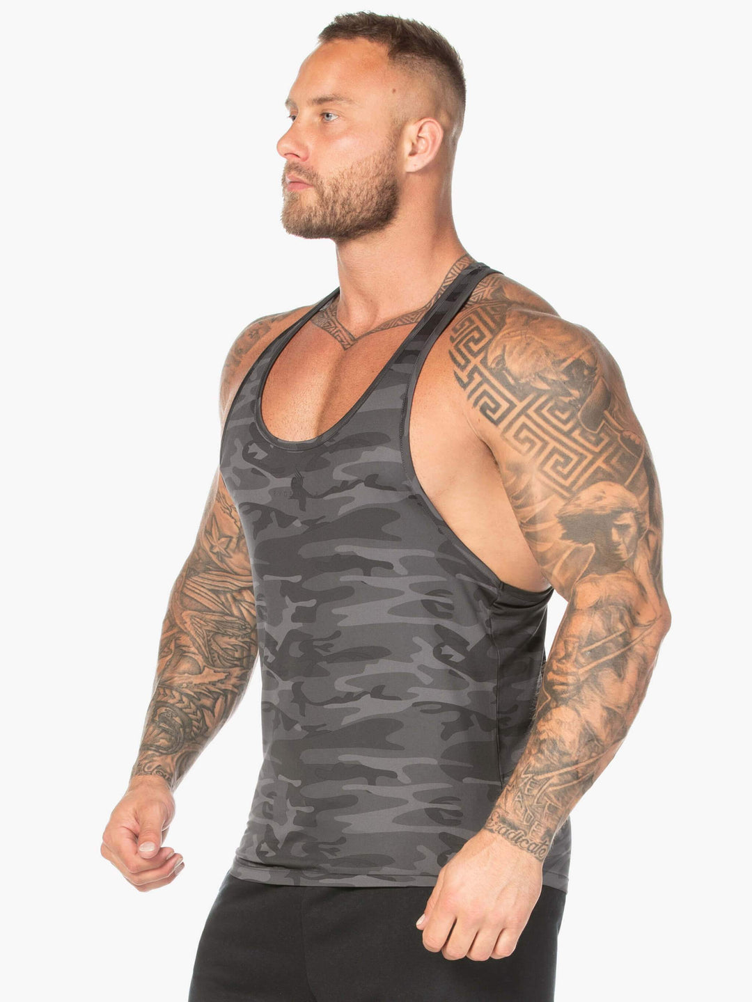 Camo Stringer T-Back - Black Camo Clothing Ryderwear 