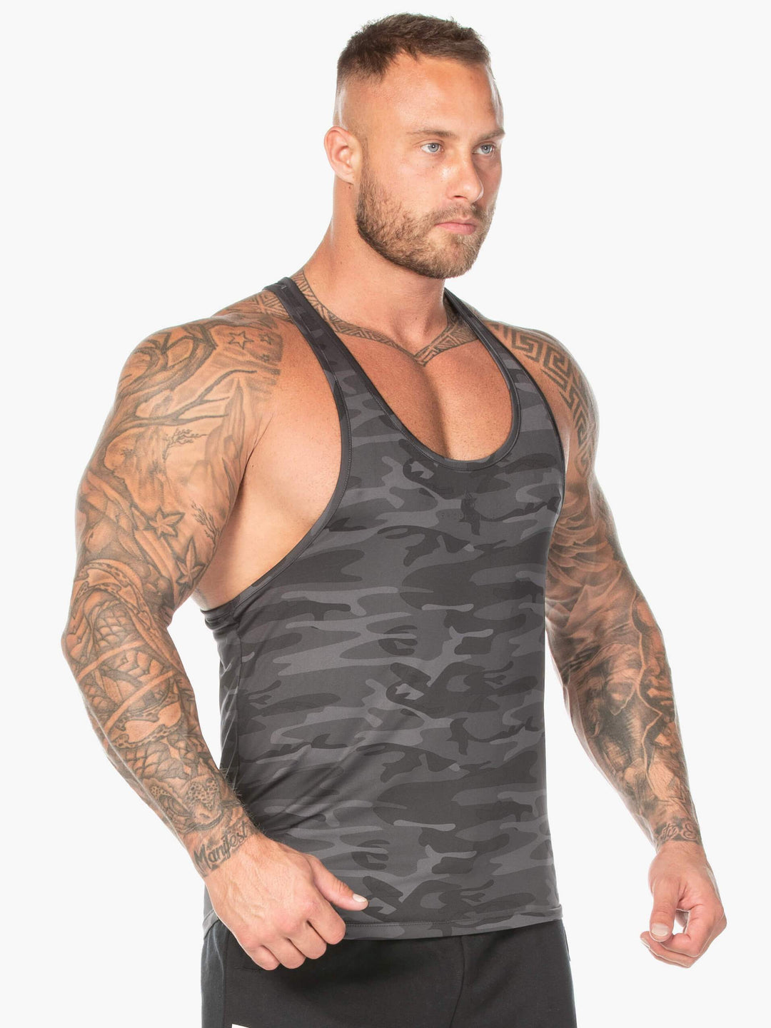 Camo Stringer T-Back - Black Camo Clothing Ryderwear 