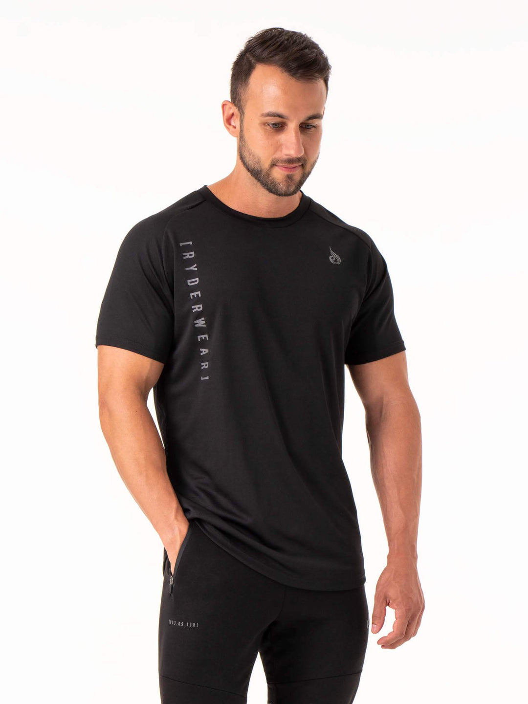 Camo Tech Mesh T-Shirt - Black Clothing Ryderwear 