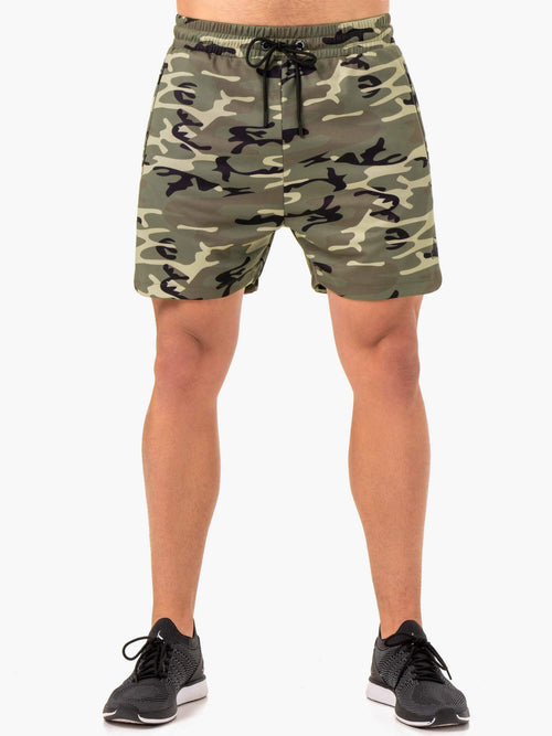 Camo Tech Mesh Training Shorts Khaki Camo