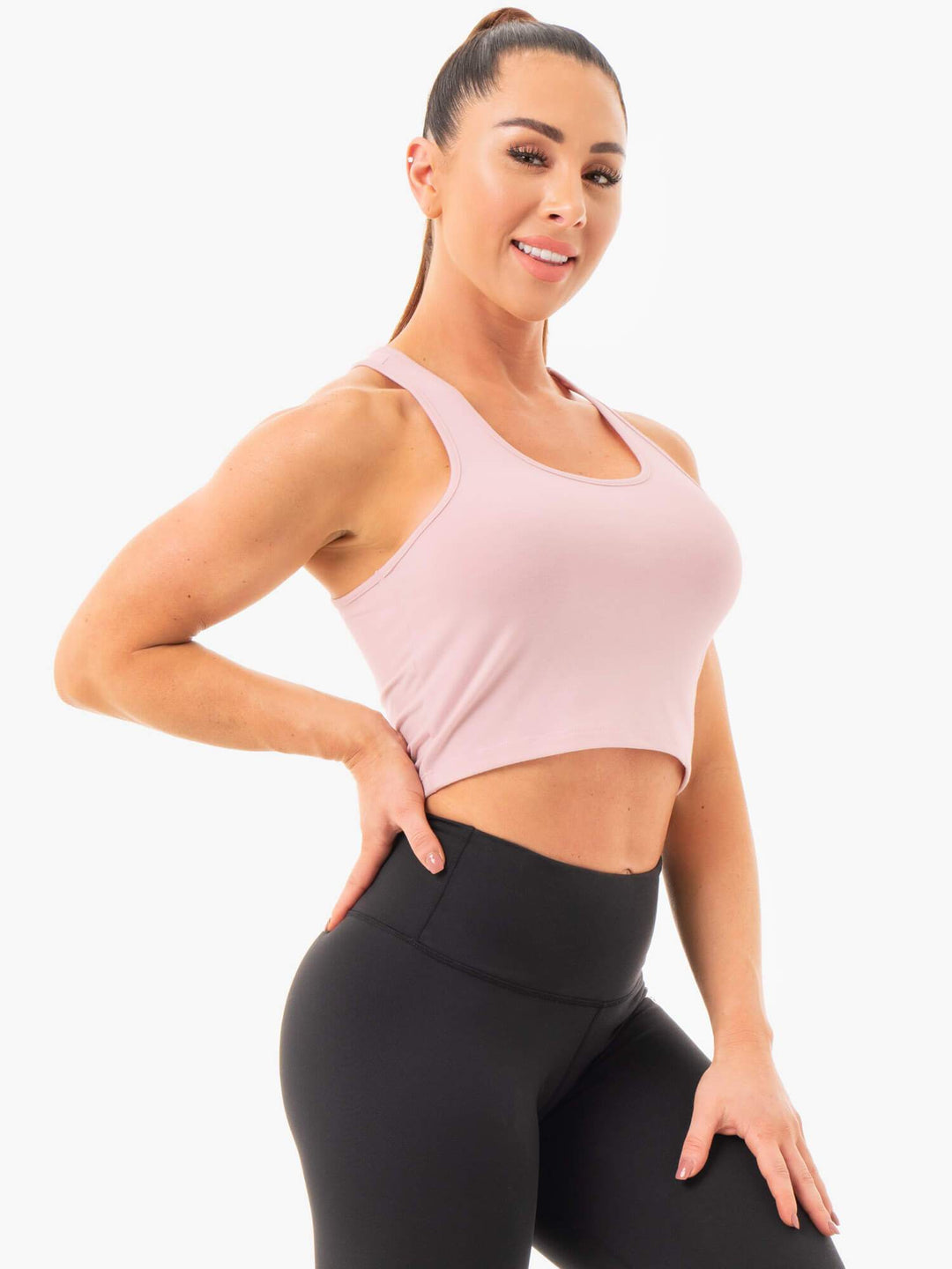 Cropped Racer Back Tank - Pink Clothing Ryderwear 