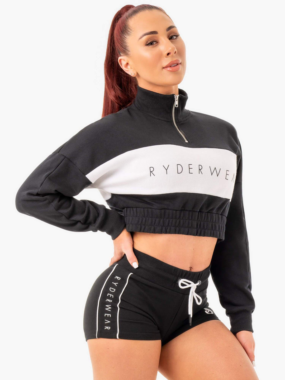 Cropped Track Jumper - Black Clothing Ryderwear 