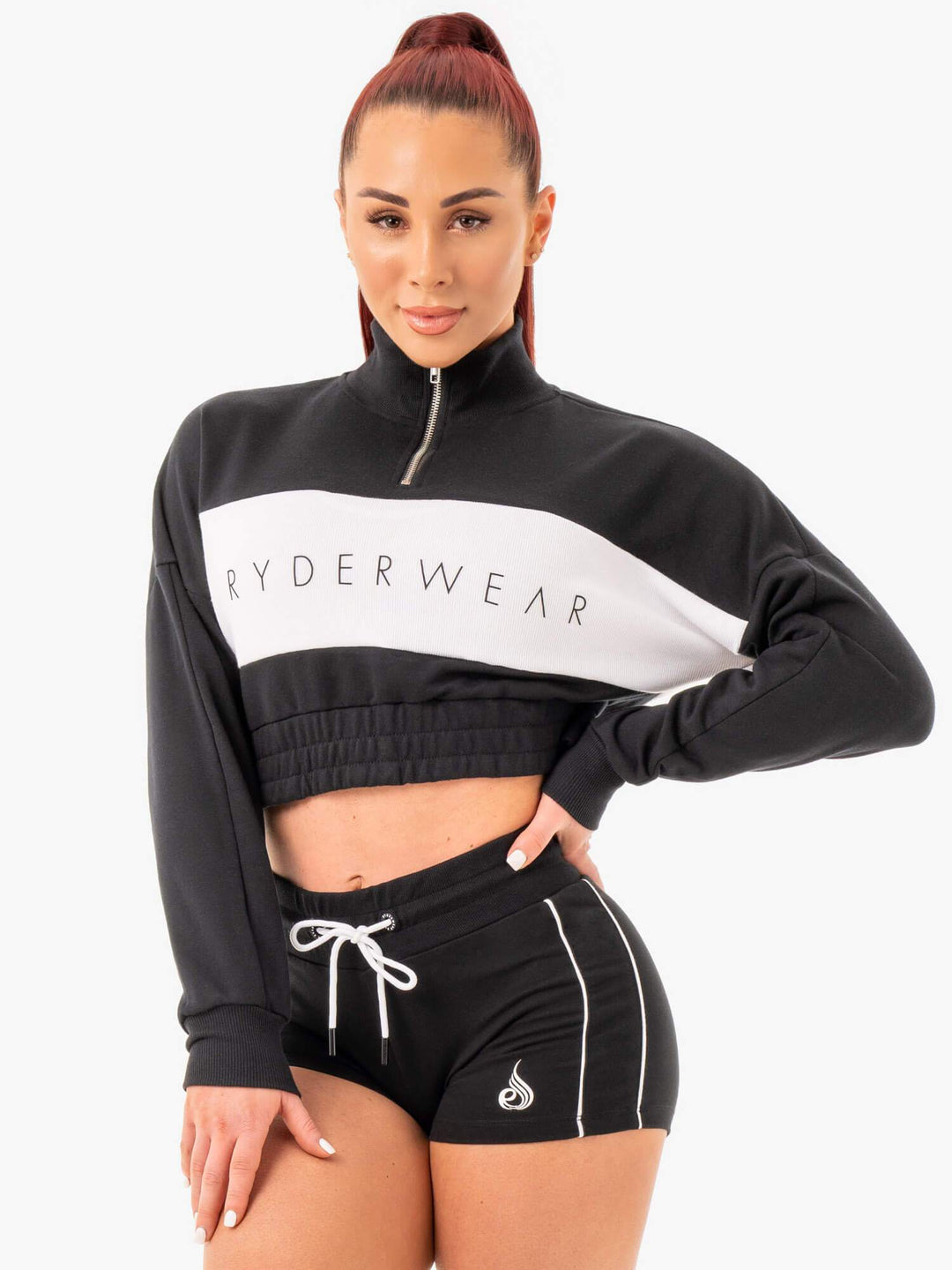 Cropped Track Jumper - Black Clothing Ryderwear 