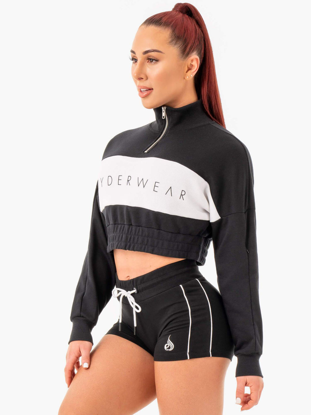 Cropped Track Jumper - Black Clothing Ryderwear 