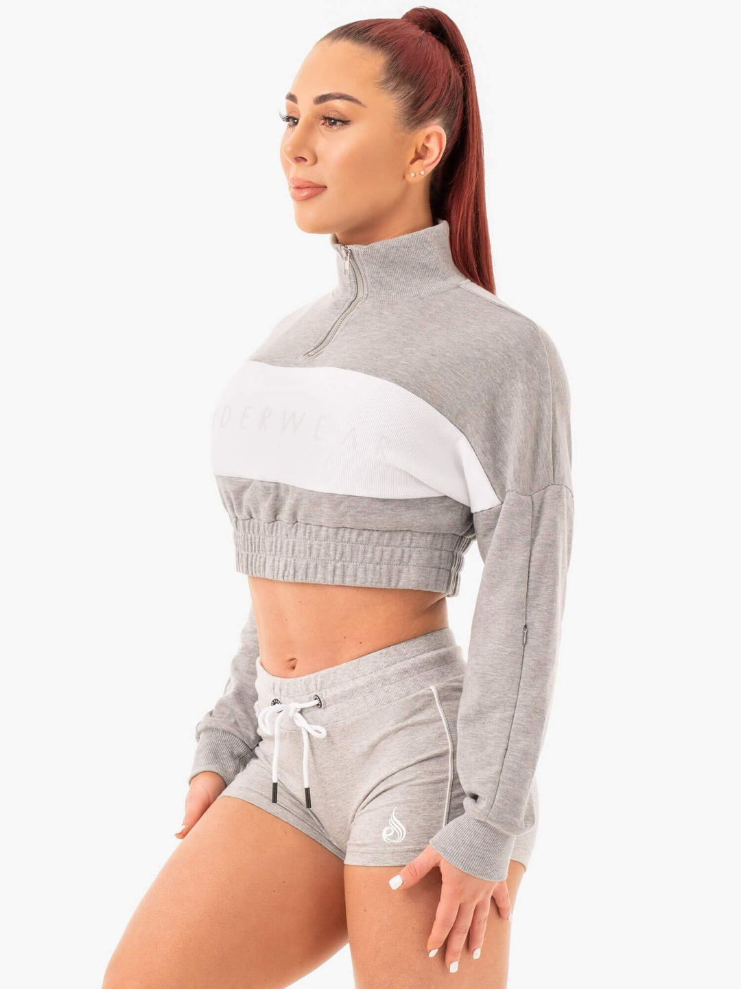 Cropped Track Jumper - Grey Marl Clothing Ryderwear 