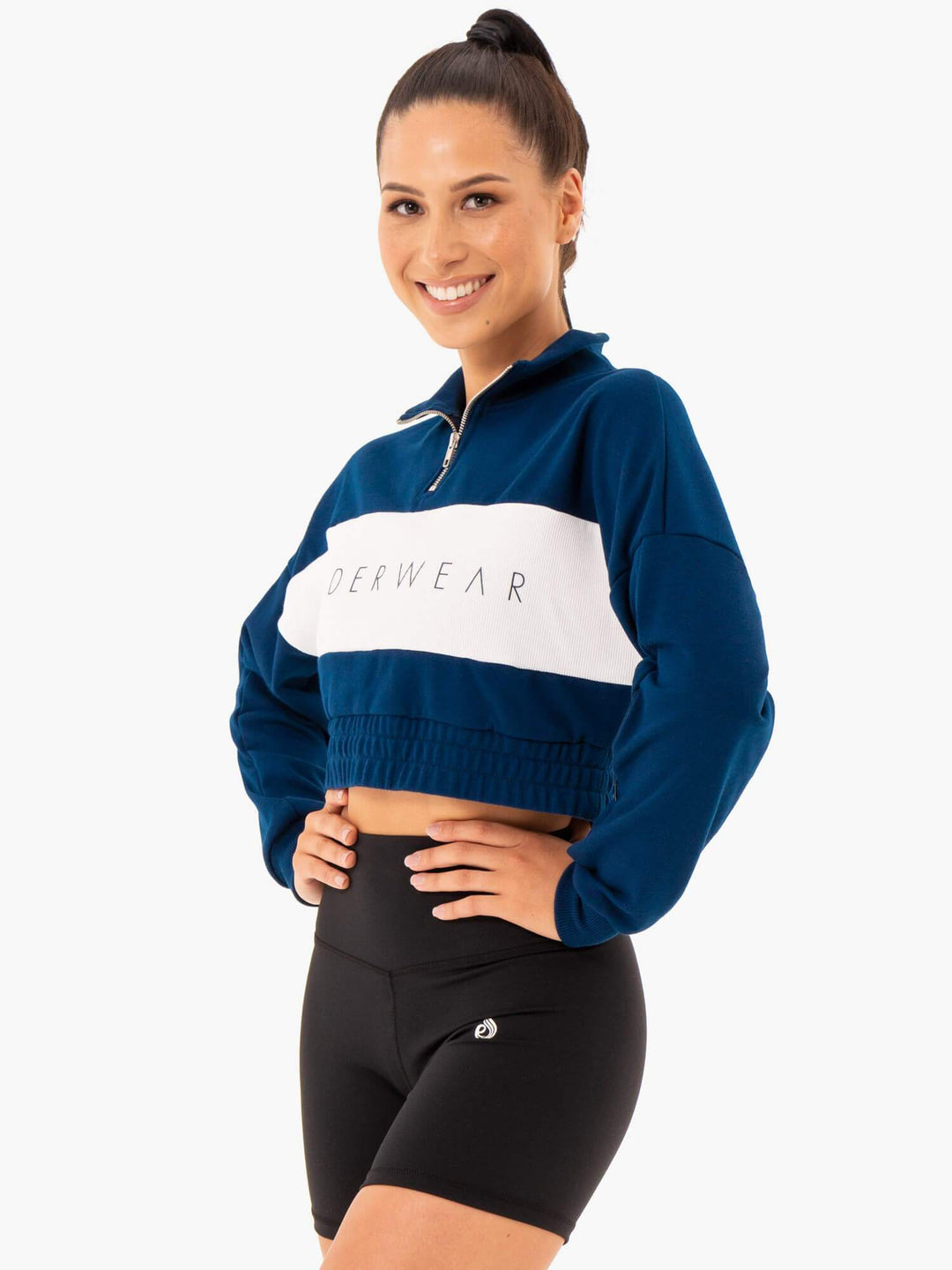 Cropped Track Jumper - Navy Clothing Ryderwear 