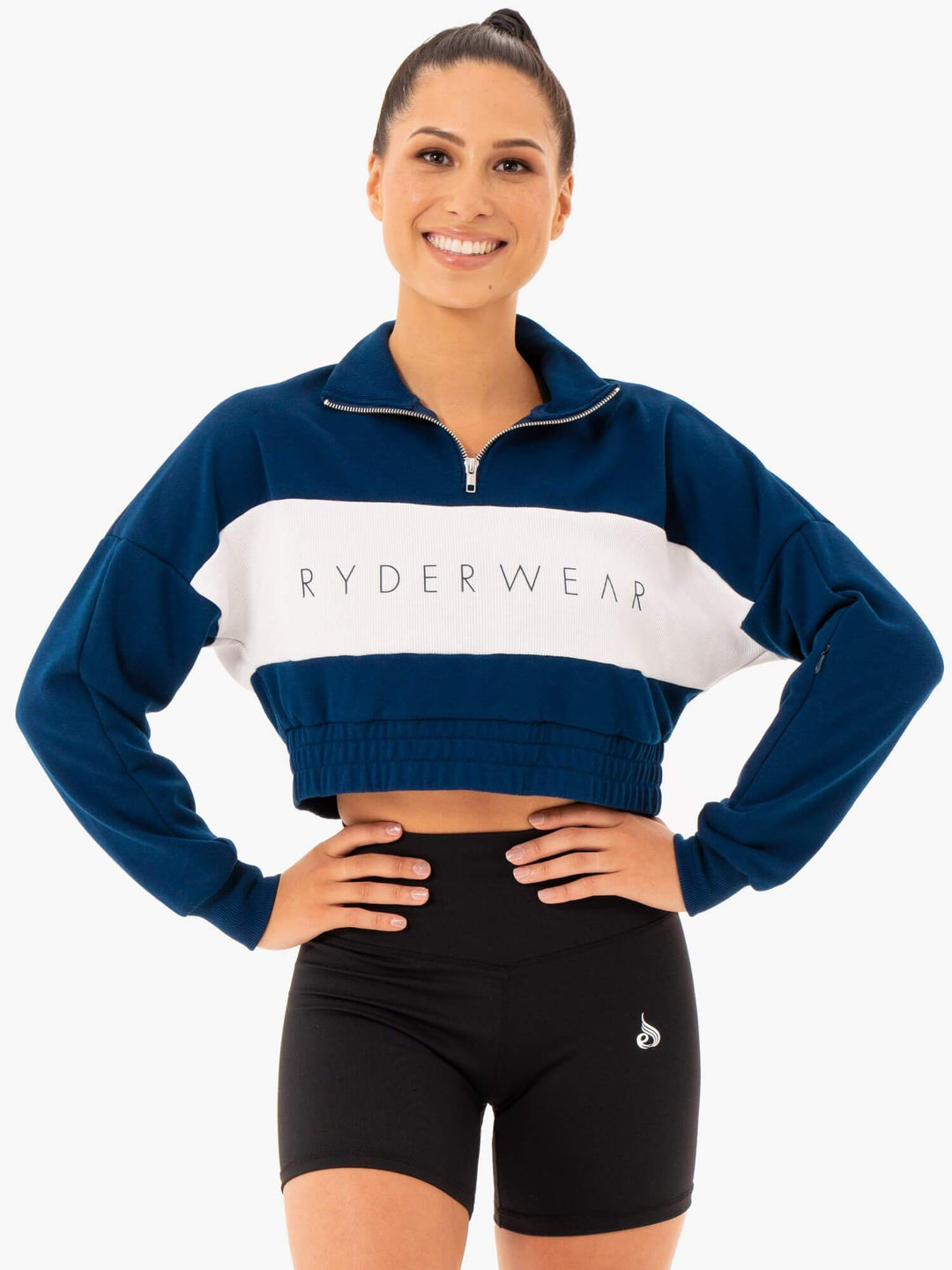 Cropped Track Jumper - Navy Clothing Ryderwear 