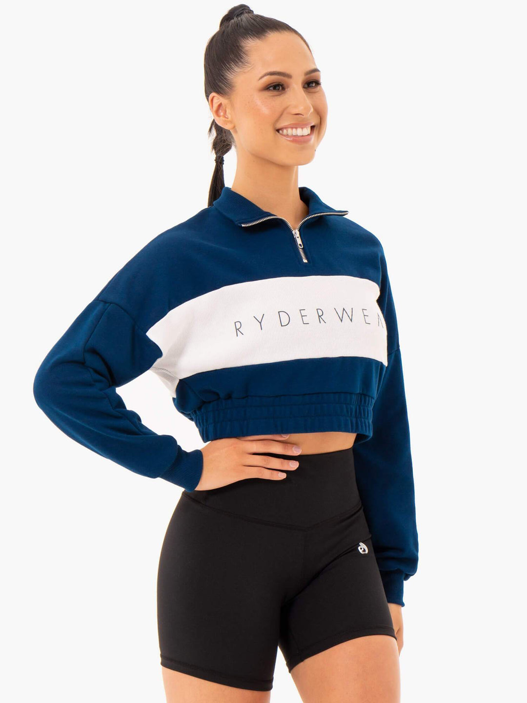 Cropped Track Jumper - Navy Clothing Ryderwear 