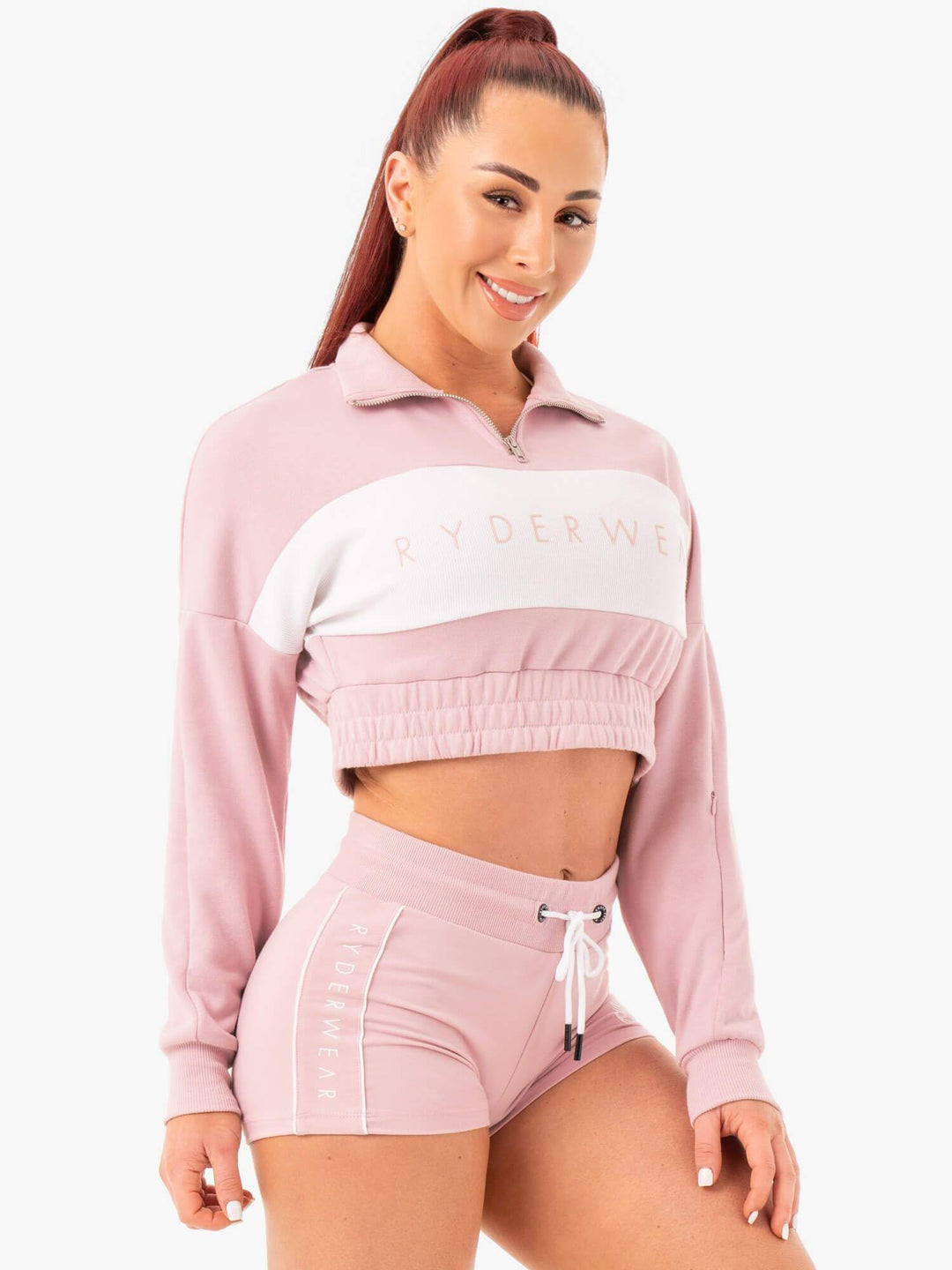 Cropped Track Jumper - Pink Clothing Ryderwear 