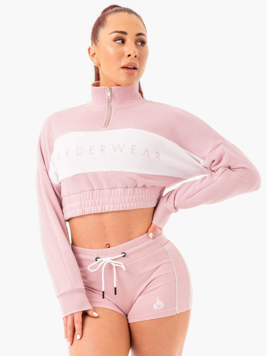 Cropped Track Jumper - Pink Clothing Ryderwear 