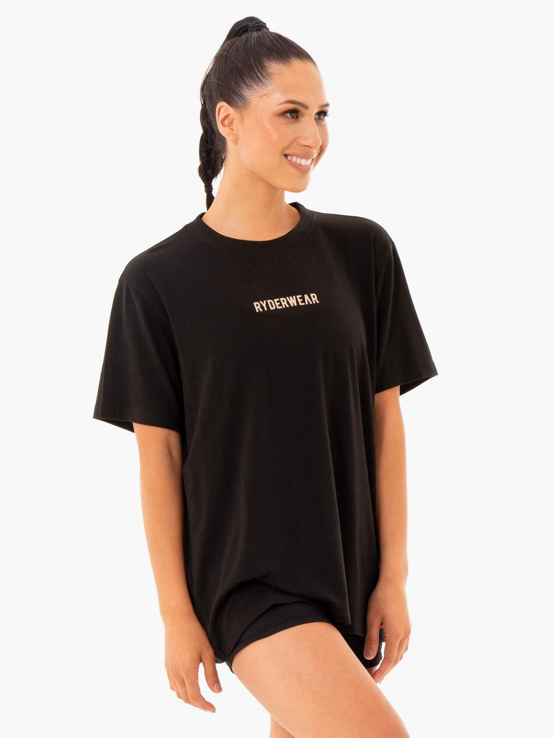 Define Long Line T-Shirt - Black Clothing Ryderwear 