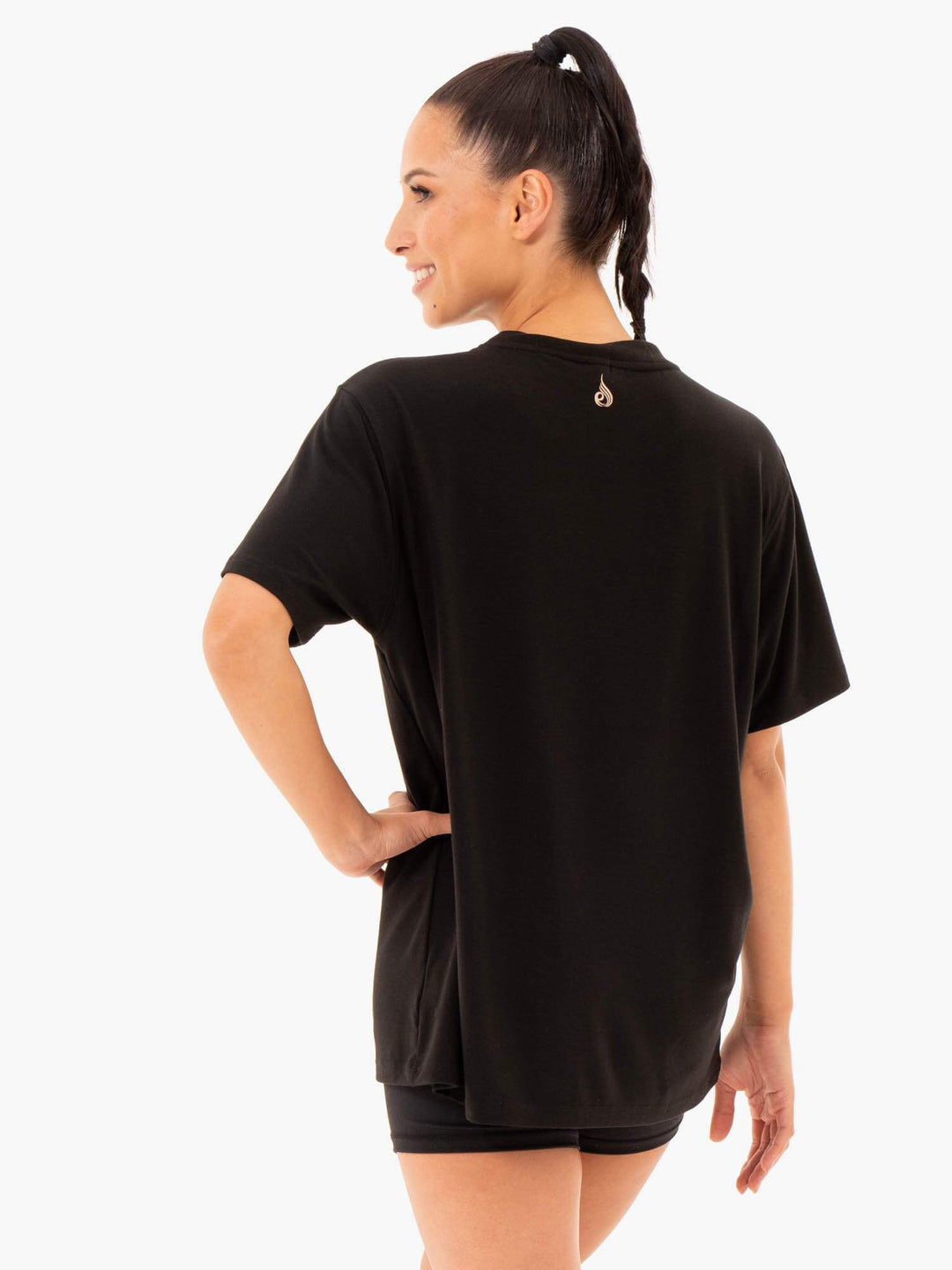 Define Long Line T-Shirt - Black Clothing Ryderwear 