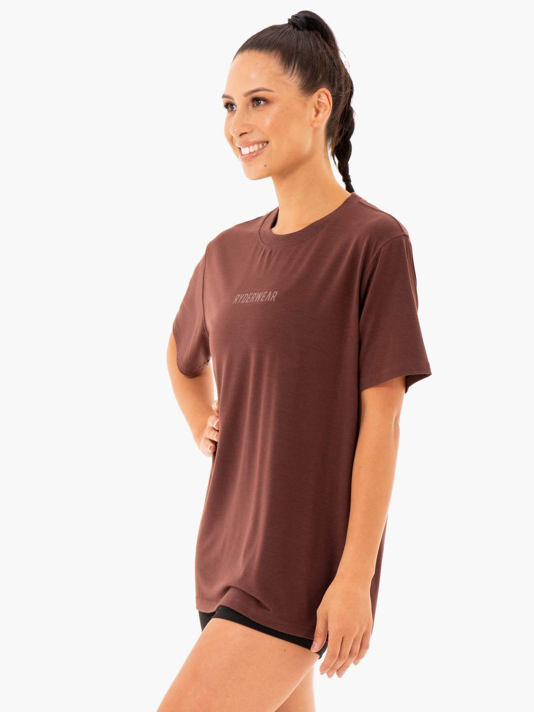 Define Long Line T-Shirt - Chocolate Clothing Ryderwear 