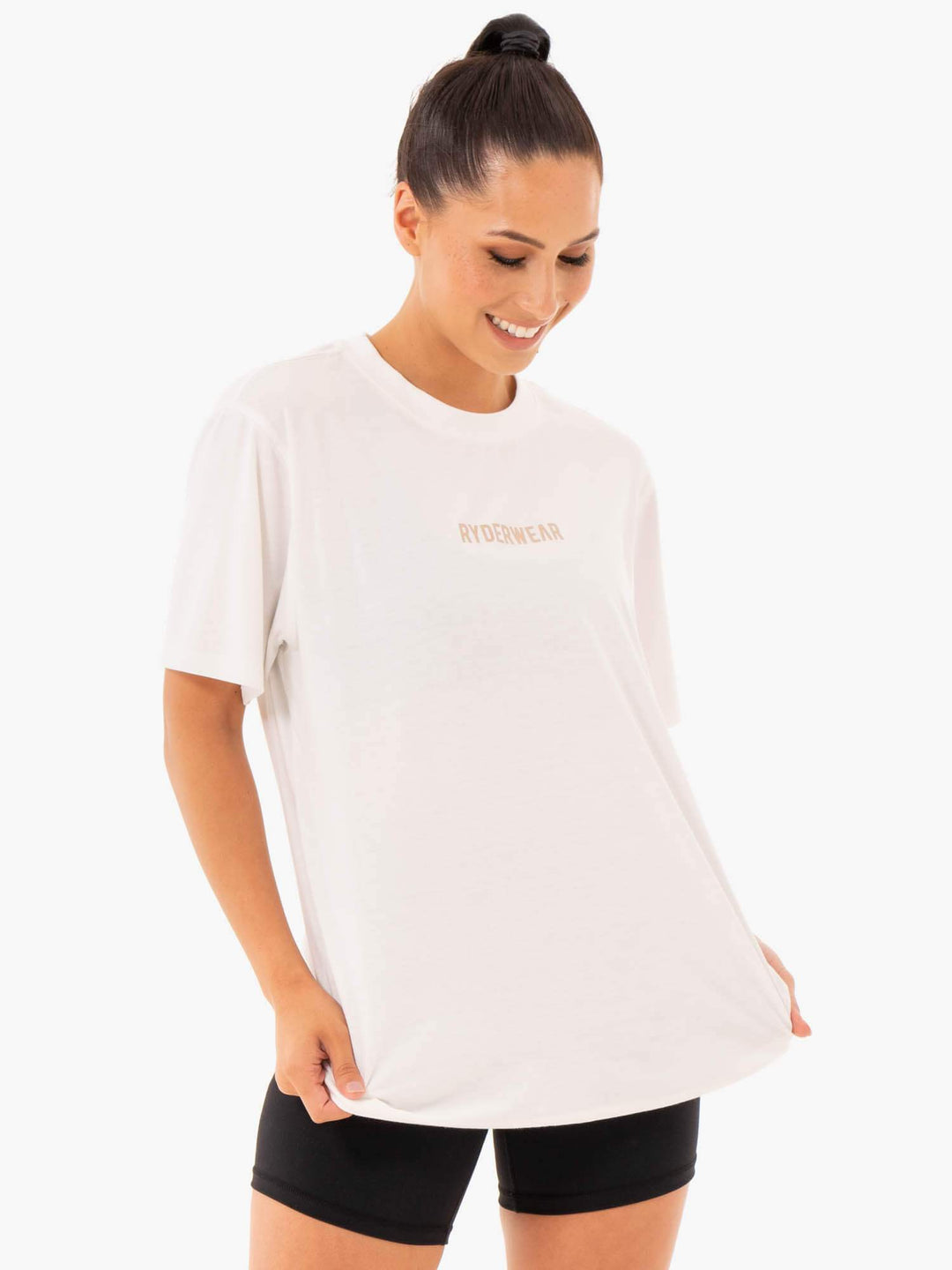 Define Long Line T-Shirt - White Clothing Ryderwear 