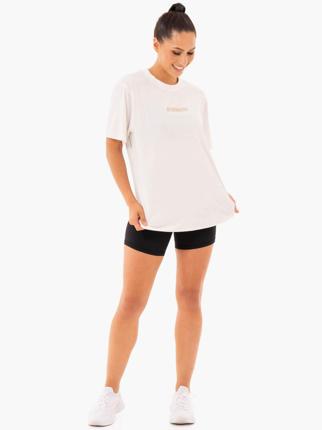 Define Long Line T-Shirt - White Clothing Ryderwear 