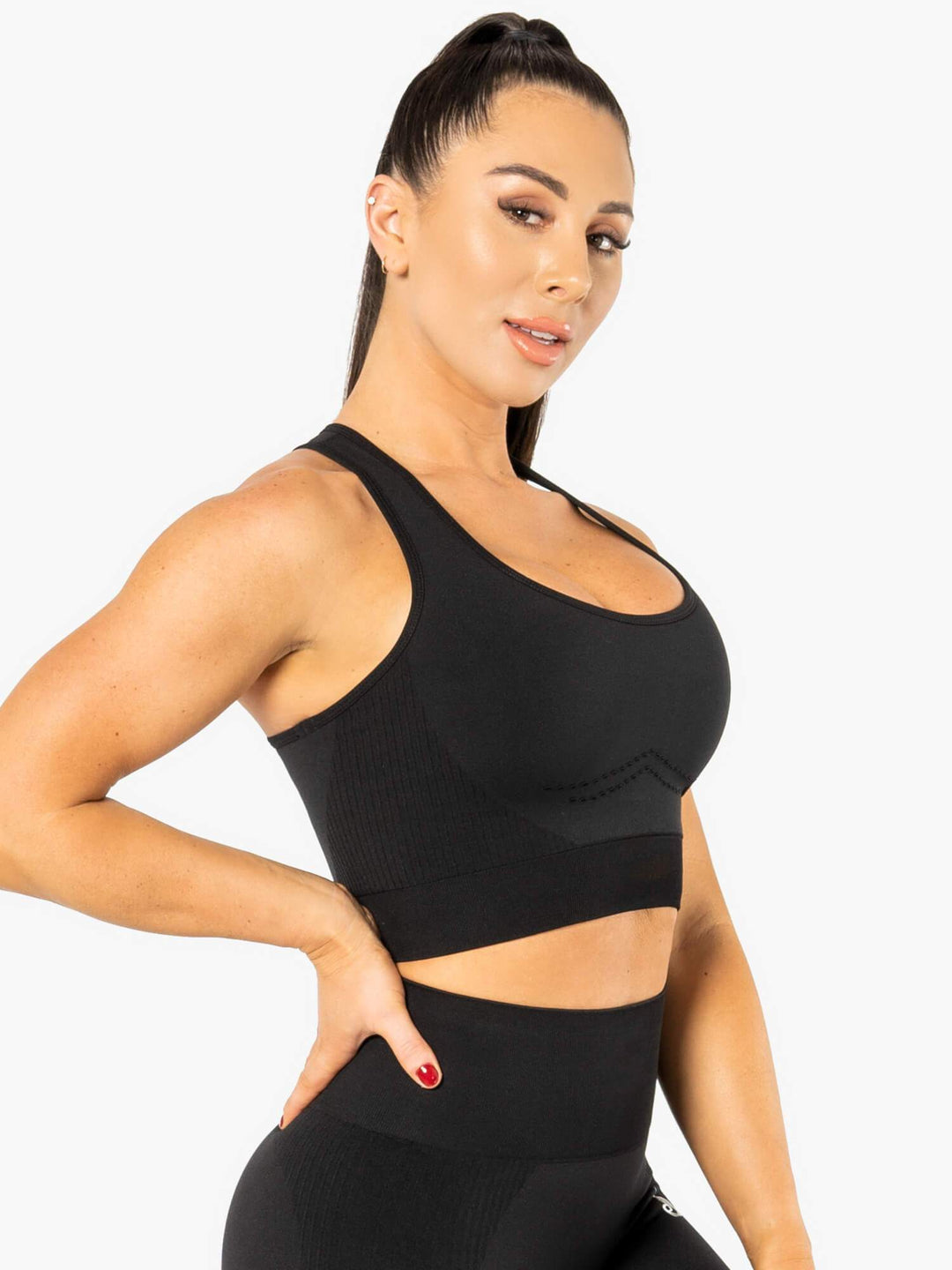 Electra Seamless Crop Top - Black Clothing Ryderwear 