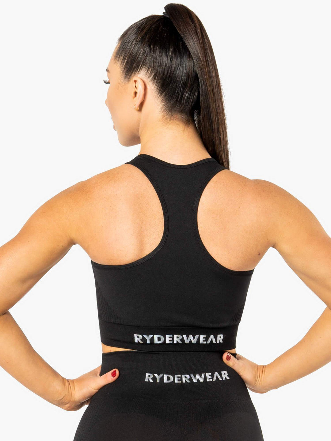 Electra Seamless Crop Top - Black Clothing Ryderwear 