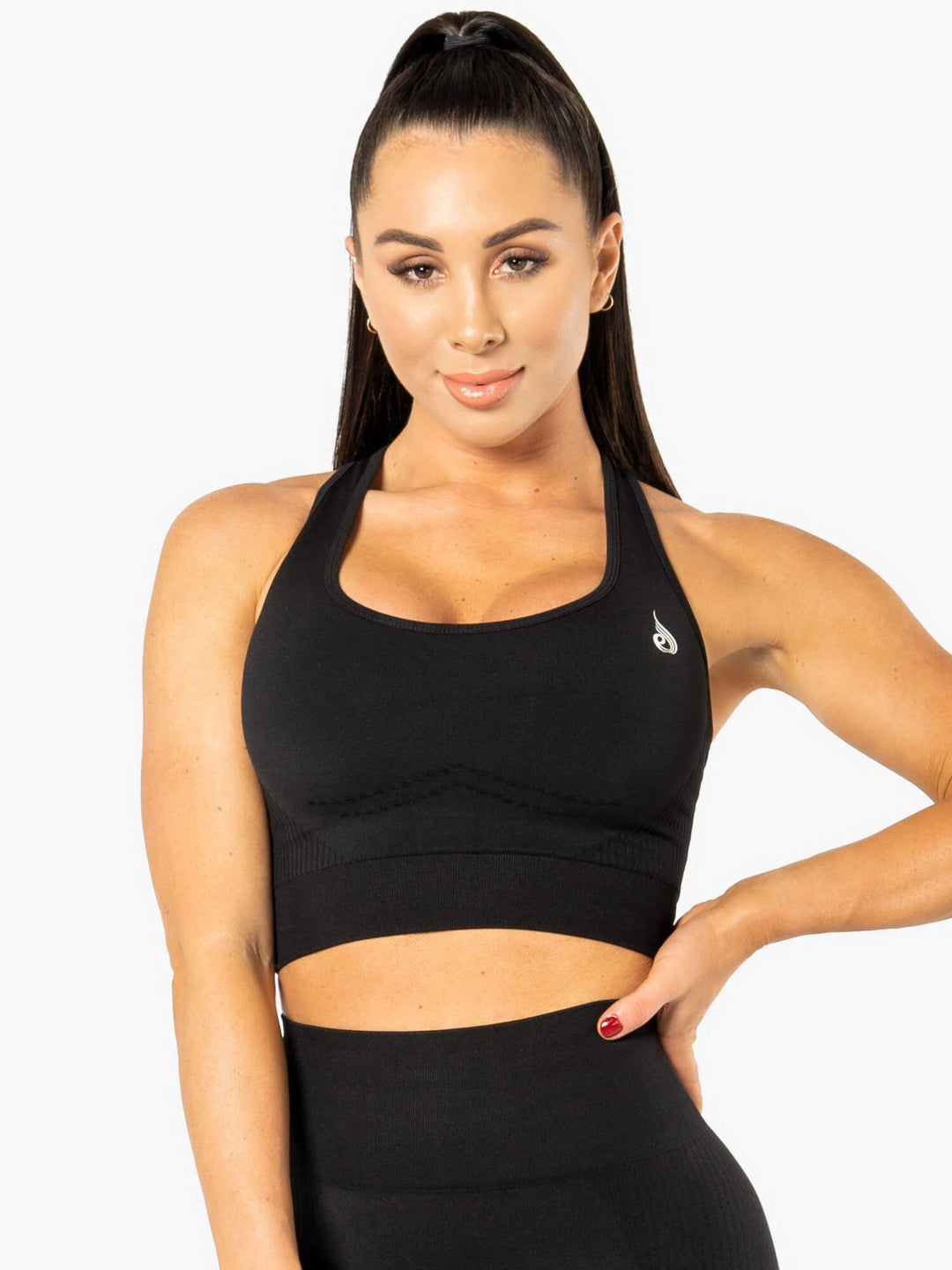 Electra Seamless Crop Top - Black Clothing Ryderwear 