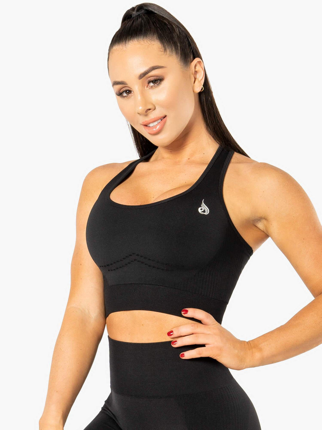 Electra Seamless Crop Top - Black Clothing Ryderwear 