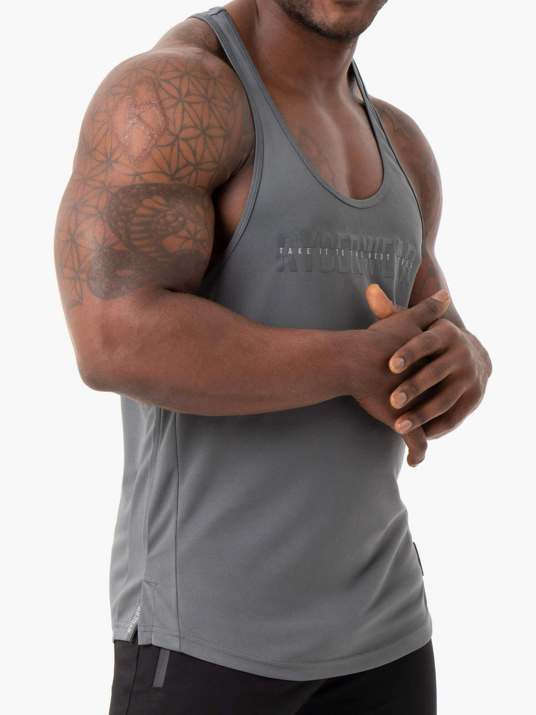 Energy Mesh T-Back - Charcoal Clothing Ryderwear 