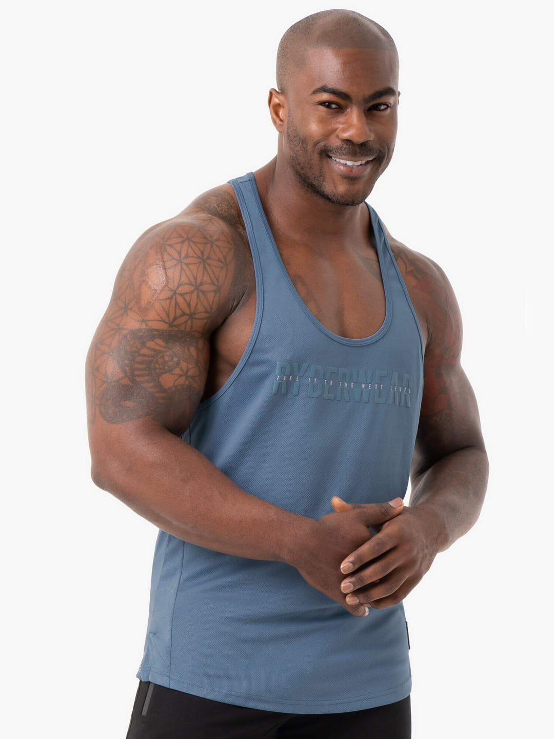 Energy Mesh T-Back - Steel Blue Clothing Ryderwear 