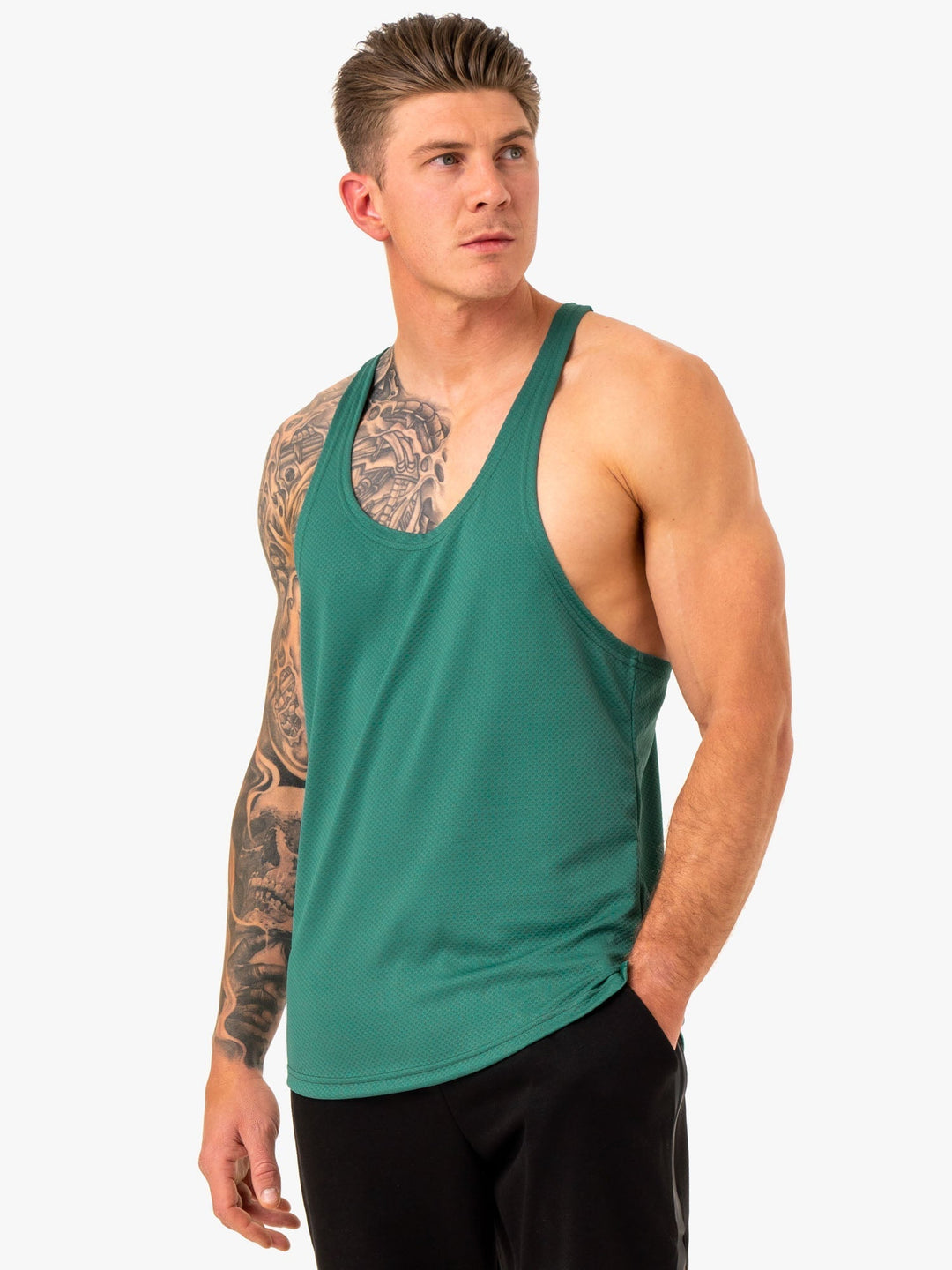 Enhance Stringer T-Back - Green Clothing Ryderwear 