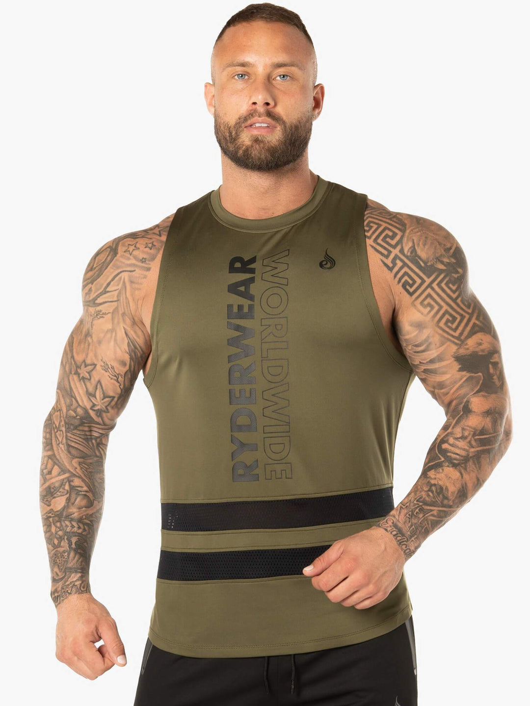 Evo Mesh Baller Tank - Khaki Clothing Ryderwear 