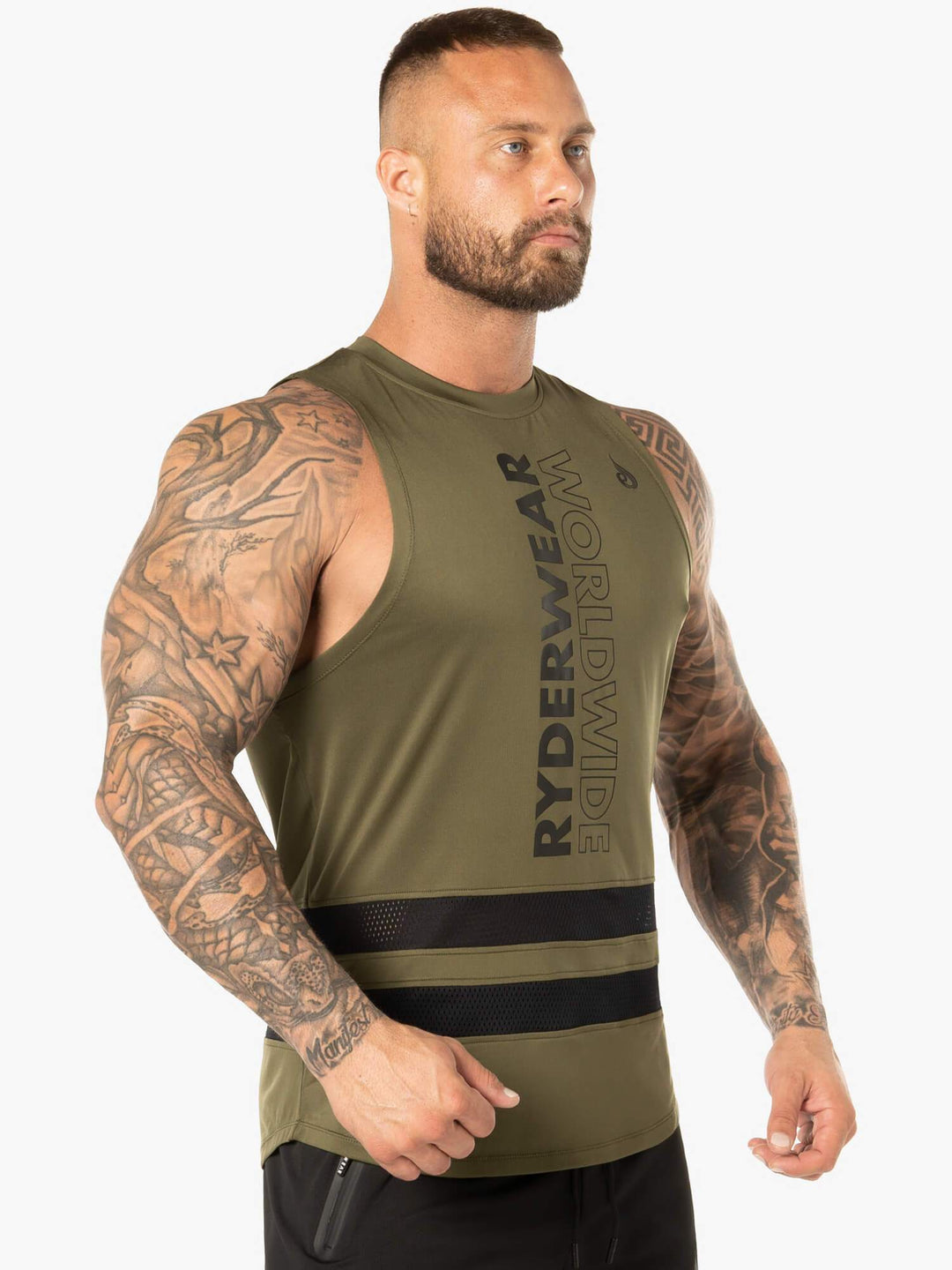 Evo Mesh Baller Tank - Khaki Clothing Ryderwear 