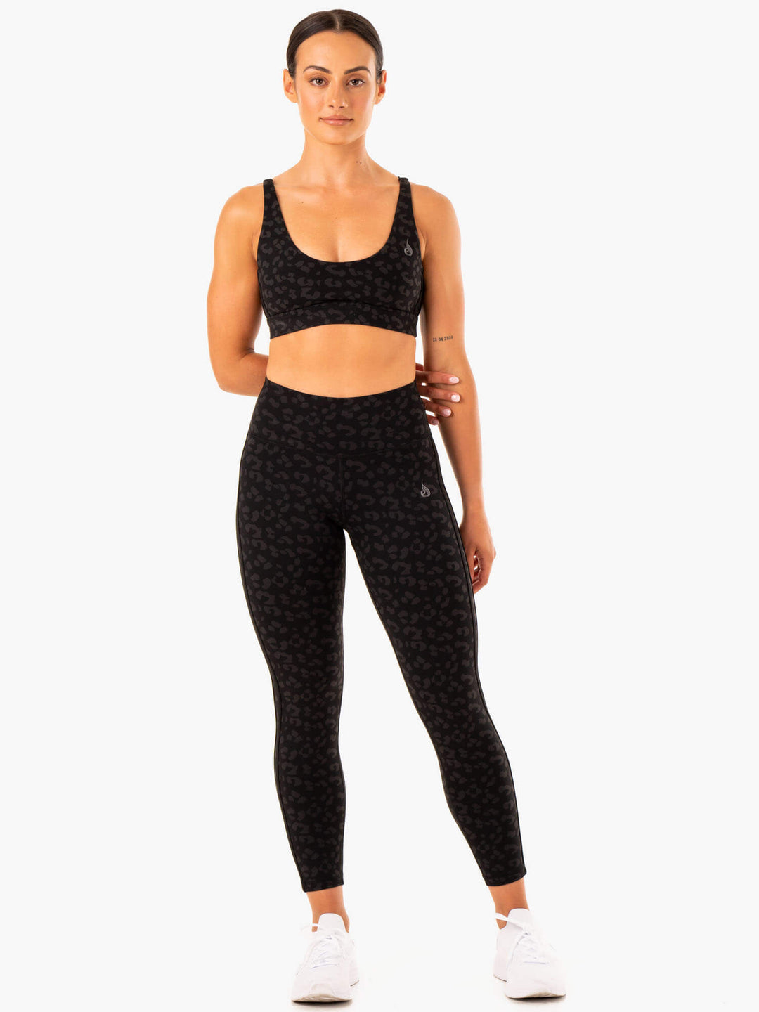 Evolution High Waisted Scrunch Leggings - Black Leopard Clothing Ryderwear 