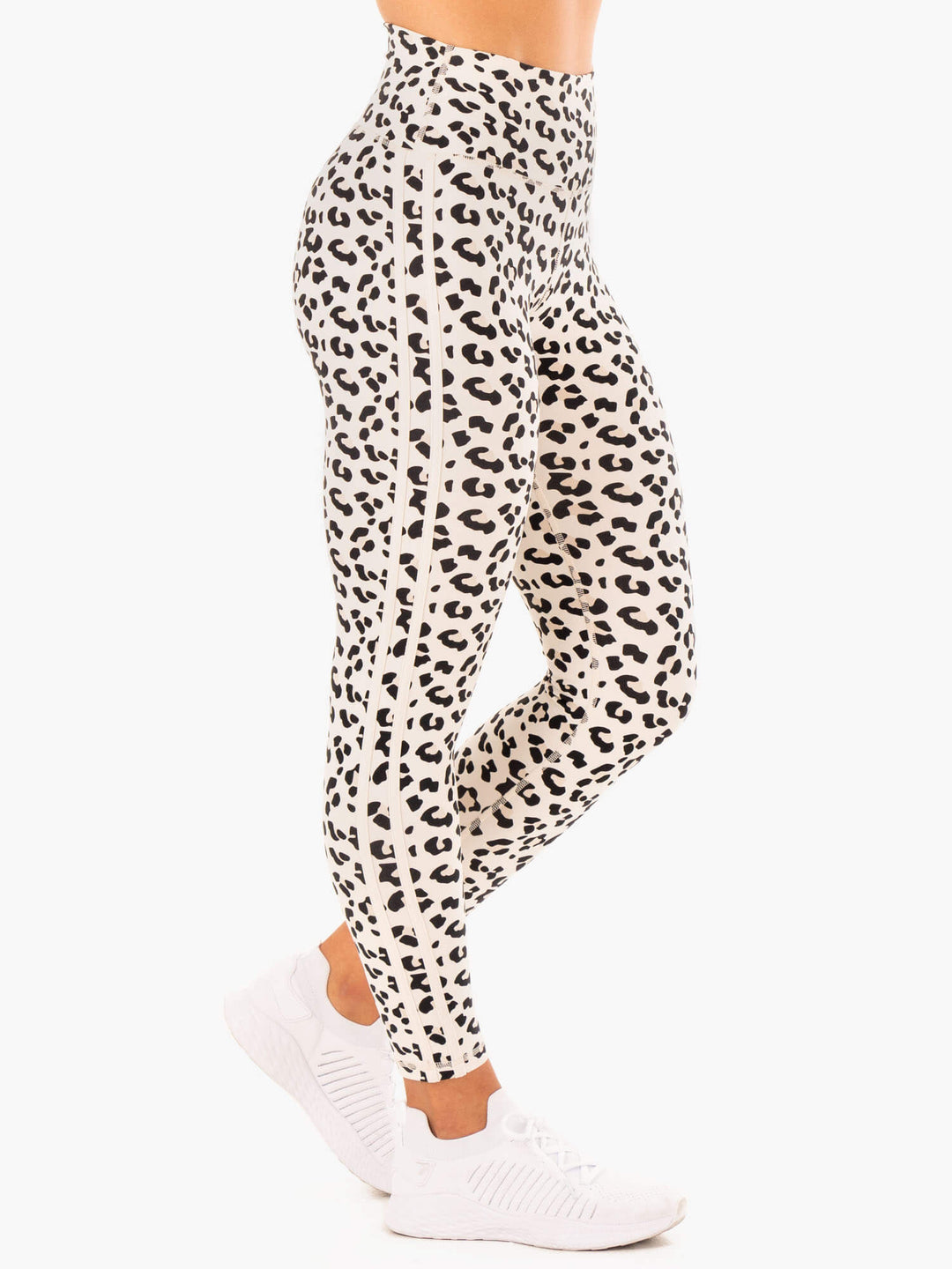 Evolution High Waisted Scrunch Leggings - Ivory Leopard Clothing Ryderwear 