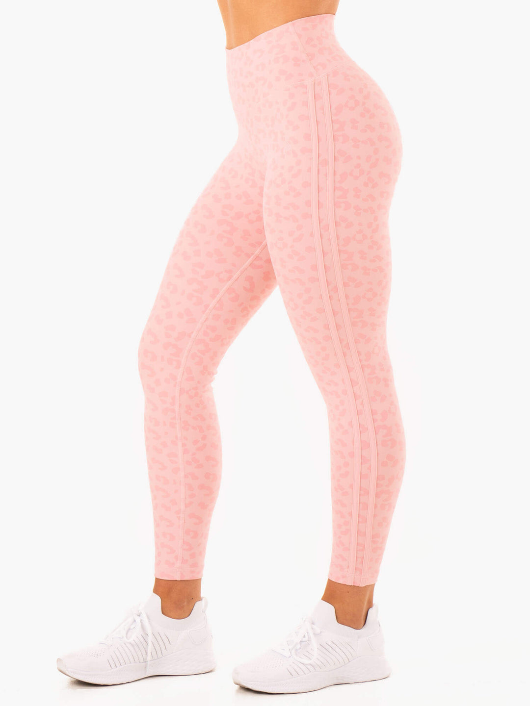 Evolution High Waisted Scrunch Leggings - Pink Leopard Clothing Ryderwear 