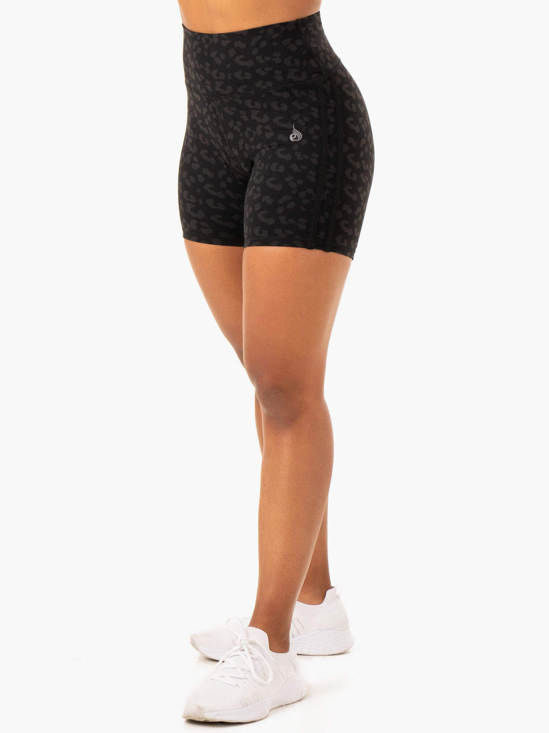 Evolution High Waisted Scrunch Shorts - Black Leopard Clothing Ryderwear 