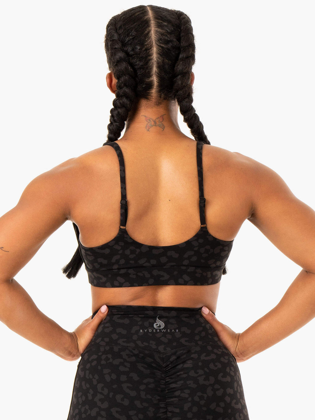 Evolution Sports Bra - Black Leopard Clothing Ryderwear 