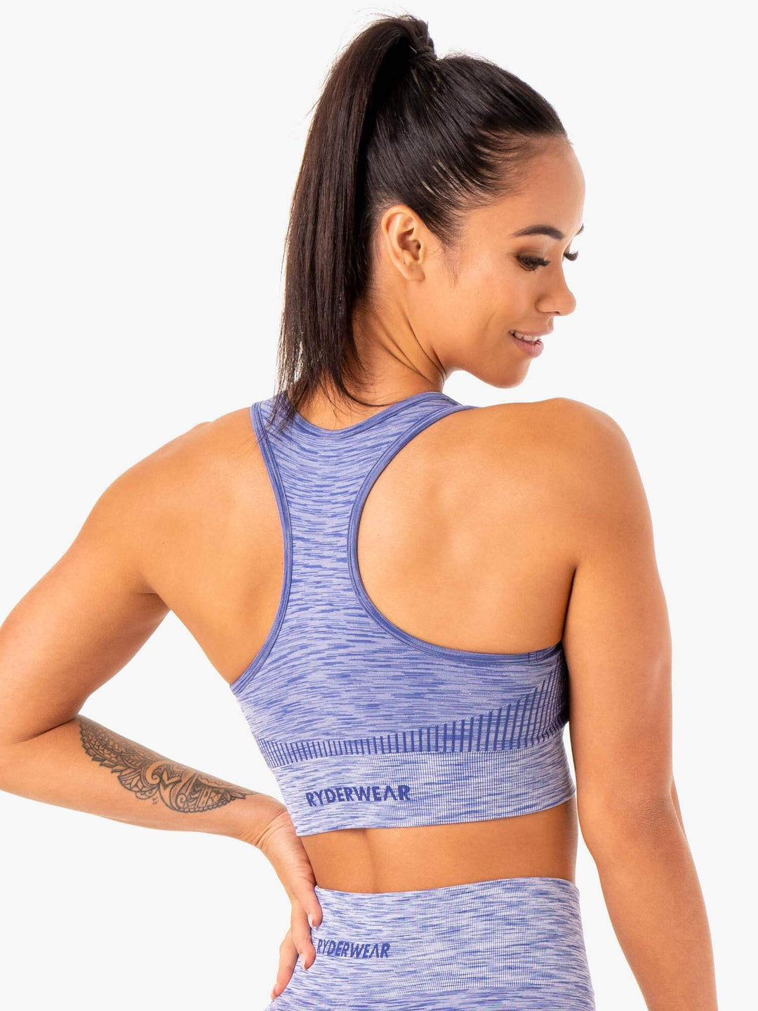 Evolve Seamless Longline Sports Bra - Blue Clothing Ryderwear 