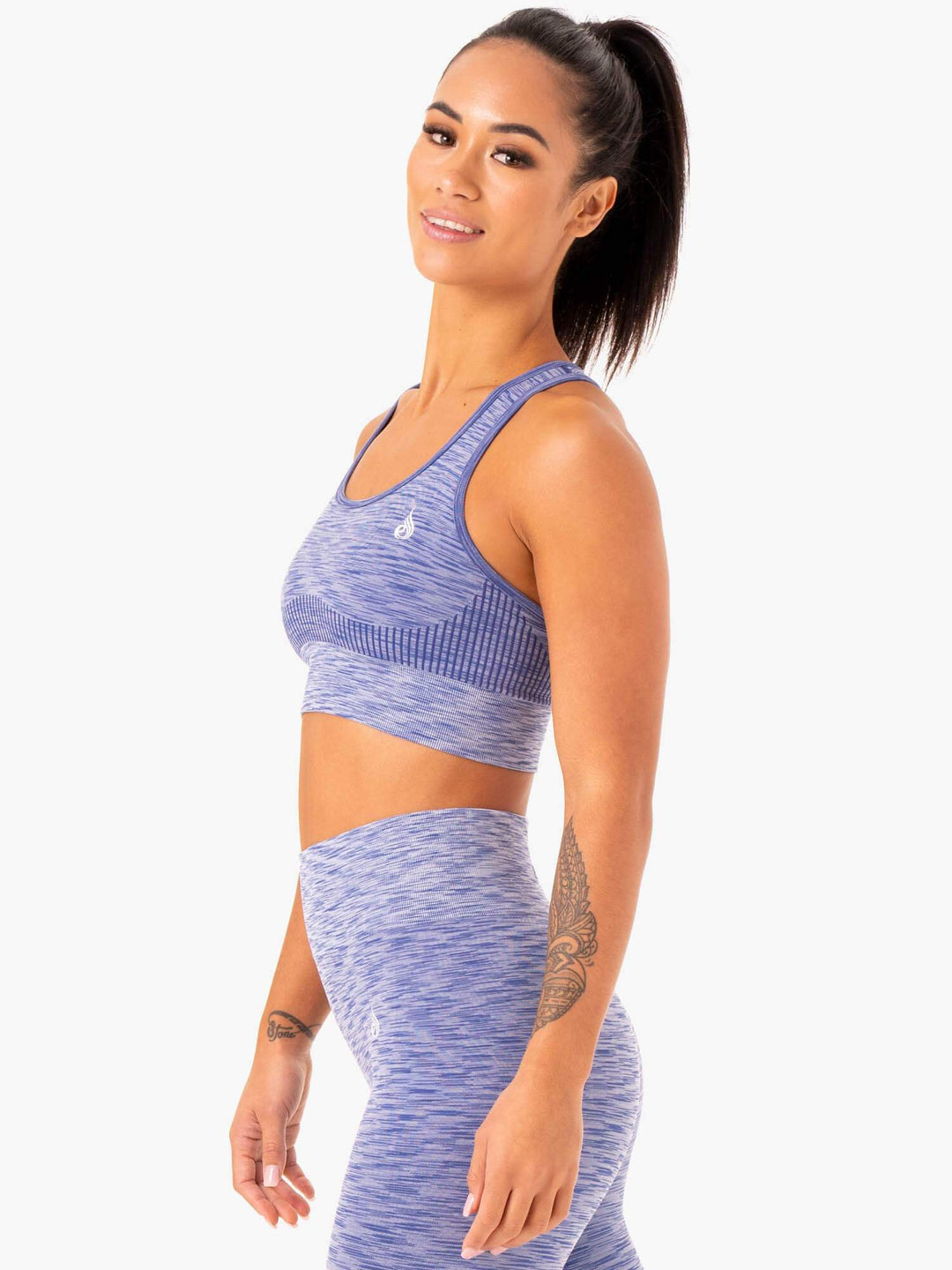 Evolve Seamless Longline Sports Bra - Blue Clothing Ryderwear 