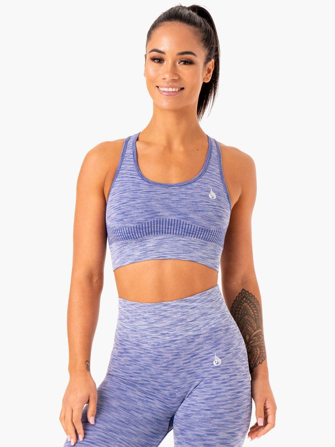 Evolve Seamless Longline Sports Bra - Blue Clothing Ryderwear 