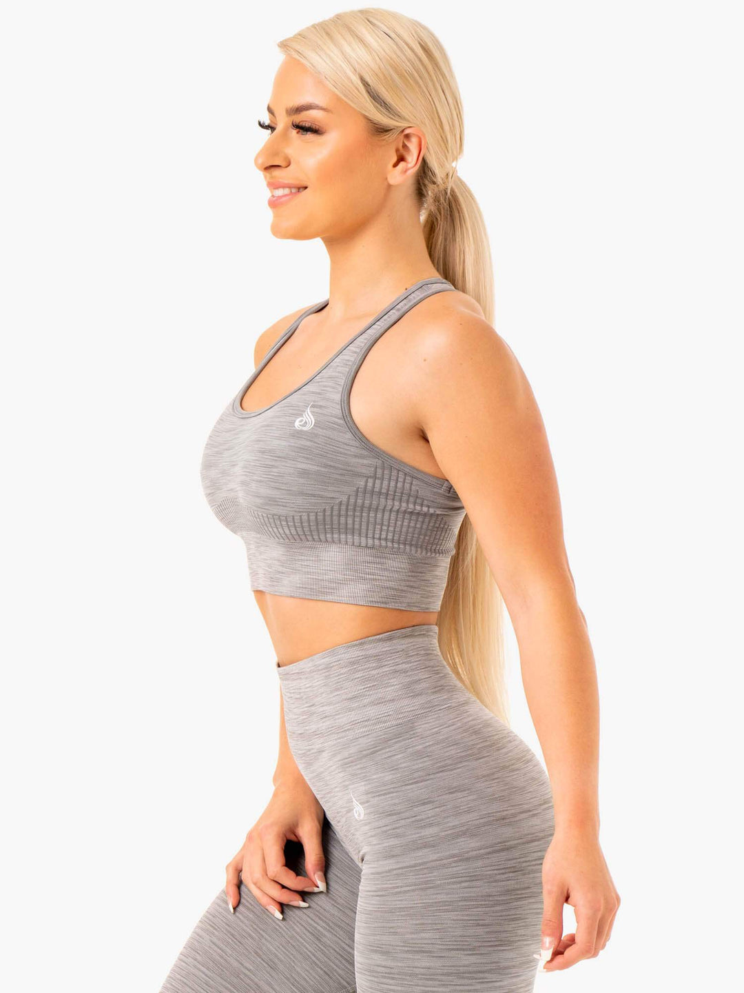 Evolve Seamless Longline Sports Bra - Grey Clothing Ryderwear 