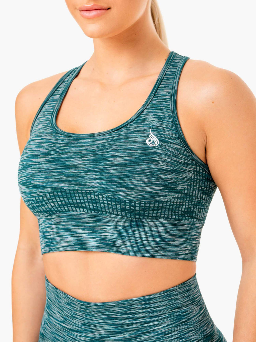 Evolve Seamless Longline Sports Bra - Teal Clothing Ryderwear 