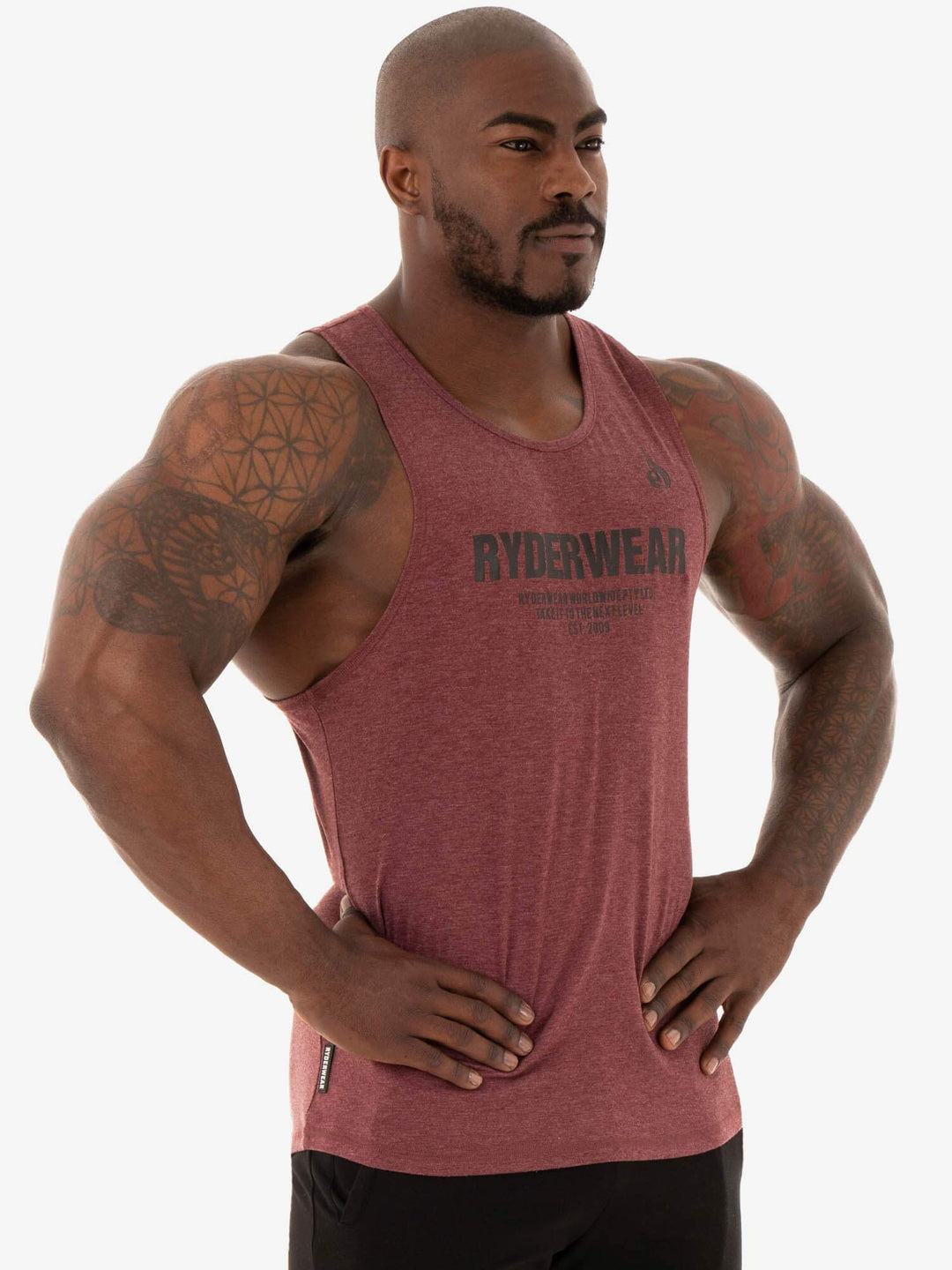 Focus Baller Tank - Burgundy Marl Clothing Ryderwear 