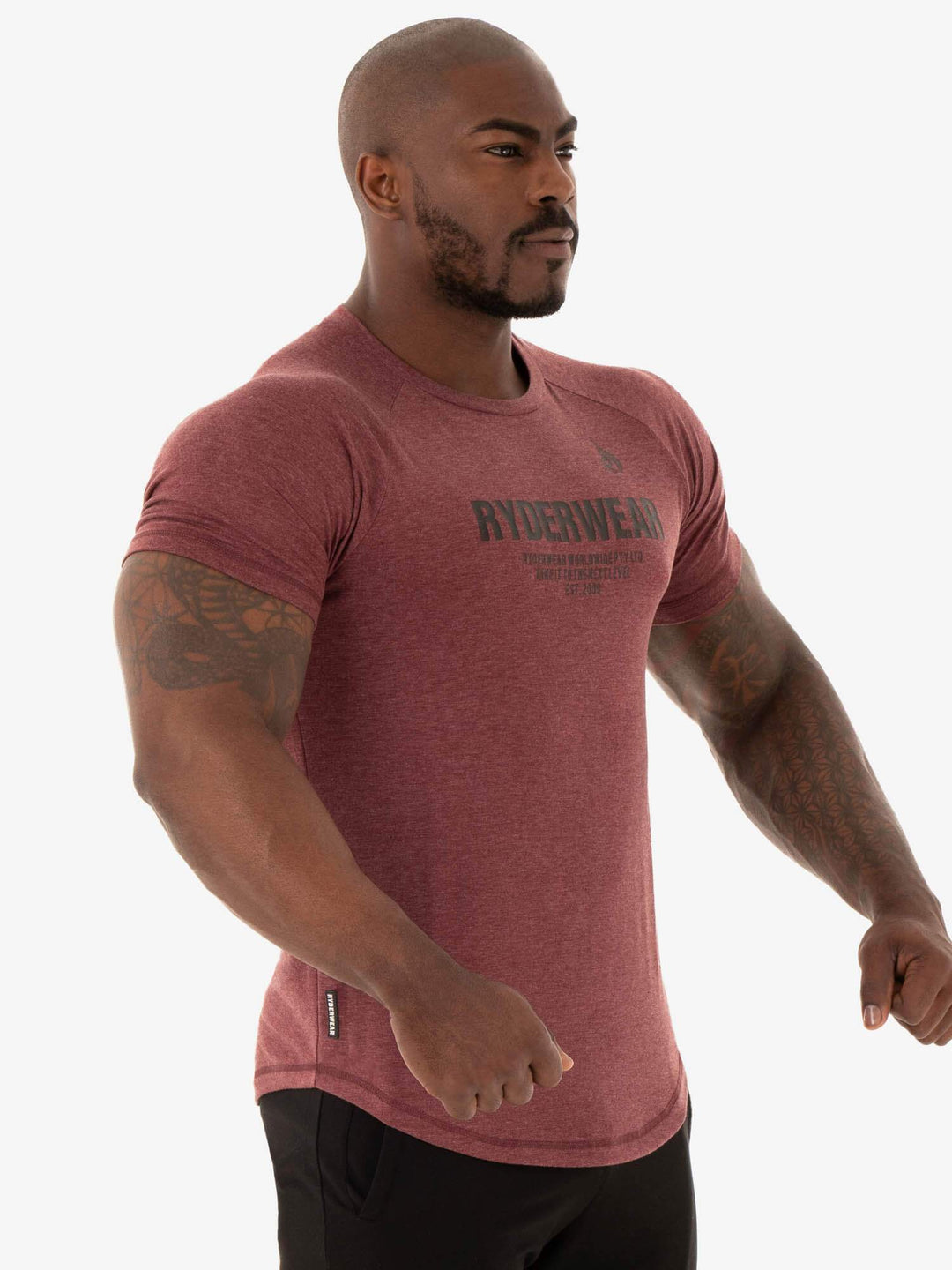 Focus T-Shirt - Burgundy Marl Clothing Ryderwear 