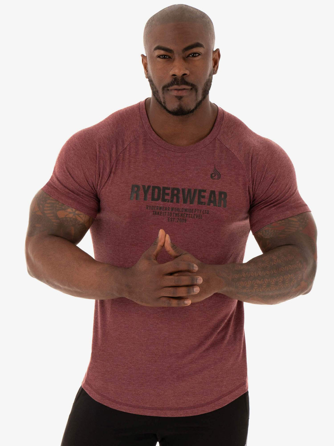 Focus T-Shirt - Burgundy Marl Clothing Ryderwear 